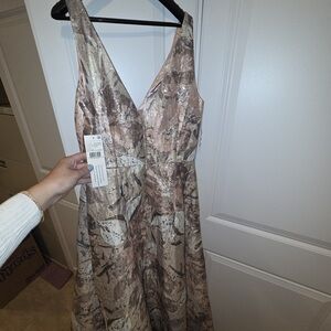 Aidan Mattox Sleeveless Double V High-Low Gown blush multi dress